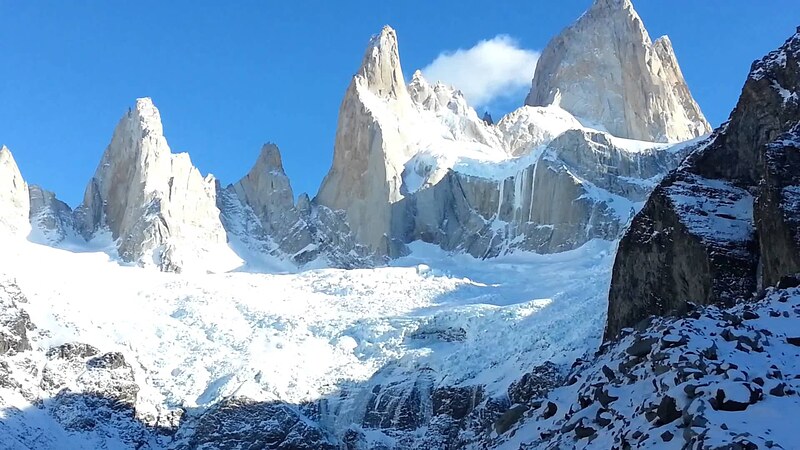 Fitz Roy spires and glacier in Argentine Patagonia