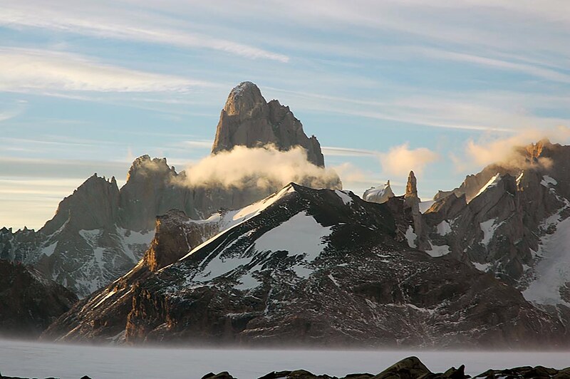 Mount Fitz Roy in the mist, El Chaltén